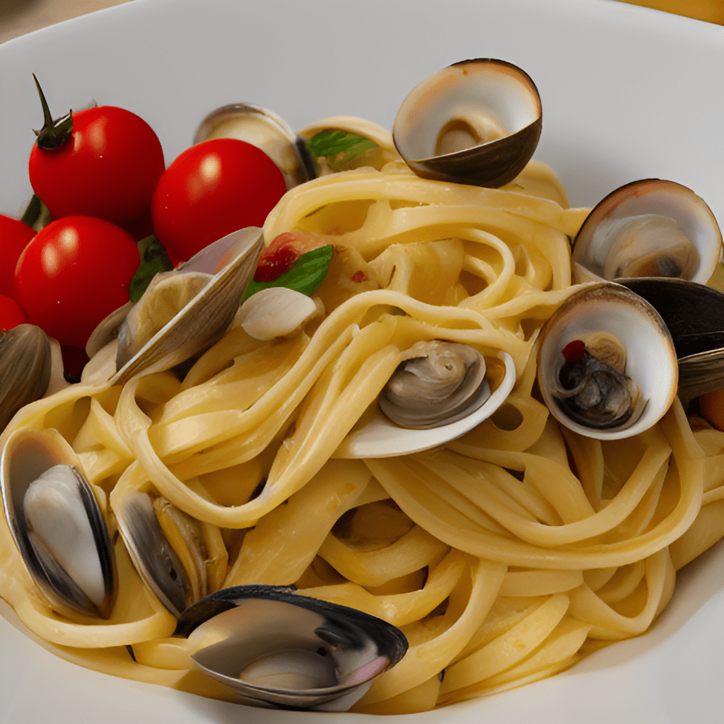 Linguine with clams and cherry tomatoes