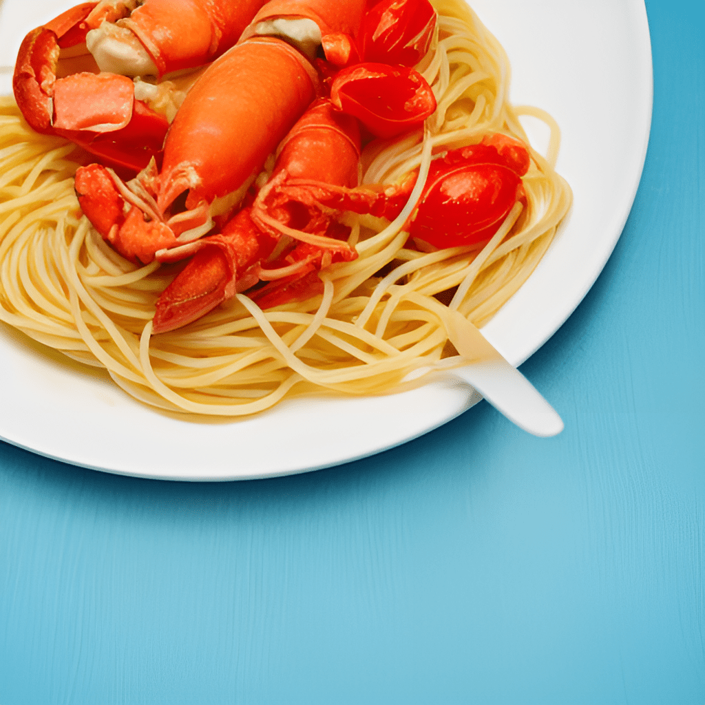 Spaghetti with lobster and cherry tomatoes