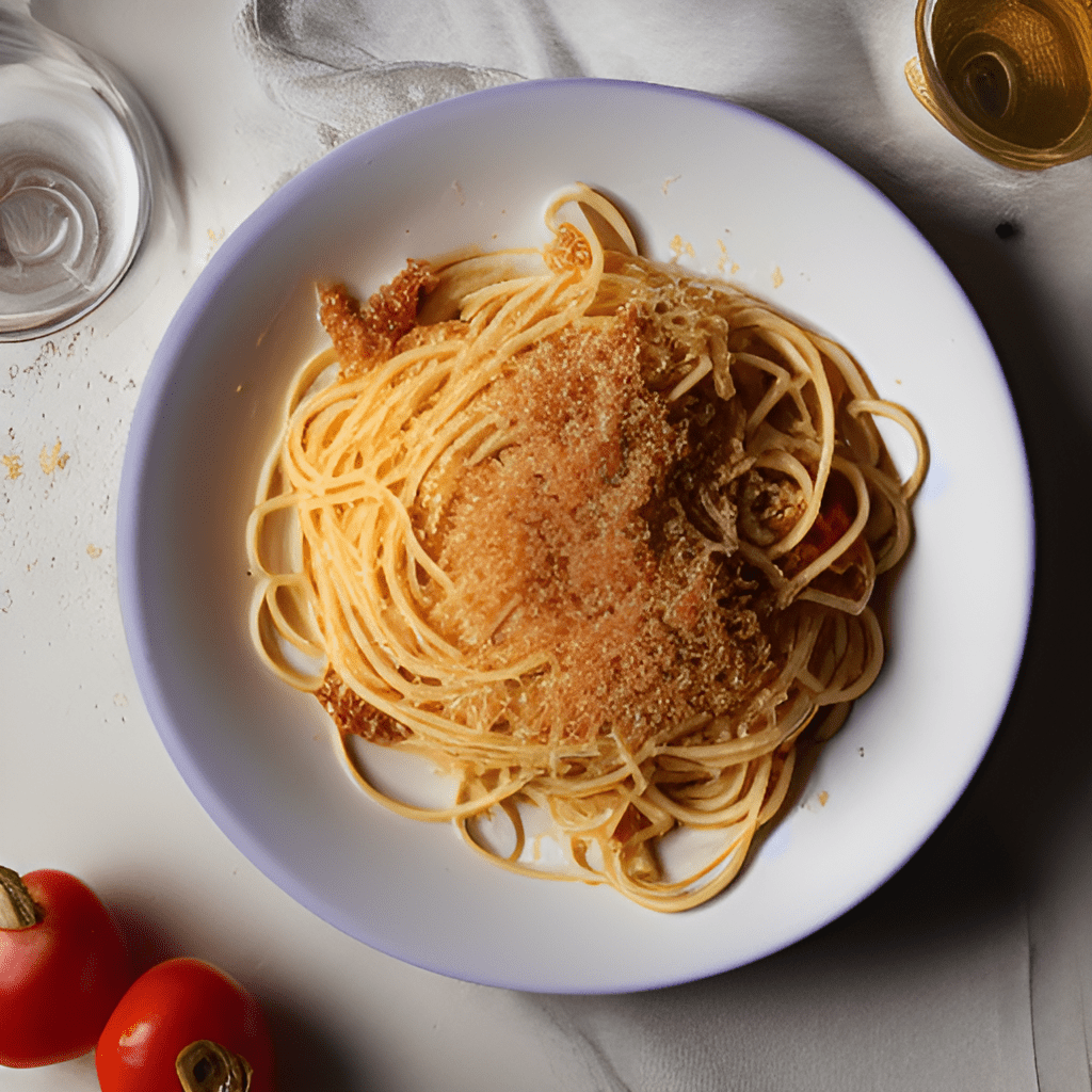 Spaghetti with anchovies and breadcrumbs